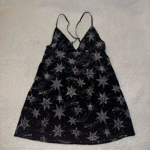 🪩NWOT🪩 Victorias Secret Black Velvet Glitter triangle mini slip dress